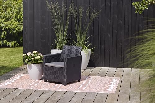 Keter Nora Gartenmöbel Lounge Set, inkl. Sitzkissen, grau, für 4 Personen, wahlweise 3er Sofa + Sessel oder 2x 2-Sitzer Sofa und Tisch