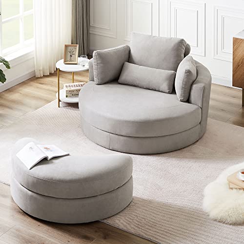 Buy Melpomene Modern Swivel Accent Sofa Barrel Chair with Half Moon