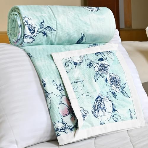 Image of Divine Casa Cotton Dohar for Double Bed 220 x 205 cm, 120 GSM Soft Lightweight Blanket, Breathable Summer AC Quilt for Mild Winter Use