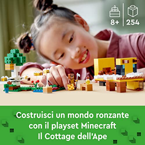 21241 Minecraft Il Cottage dell’Ape, Modellino da Costruire della Fattoria, Giochi per Bambini, Bambine, Ragazzi e Ragazze con Bimbo Zombie e Animali Giocattolo, Idee Regalo - Lego - Immagine 2