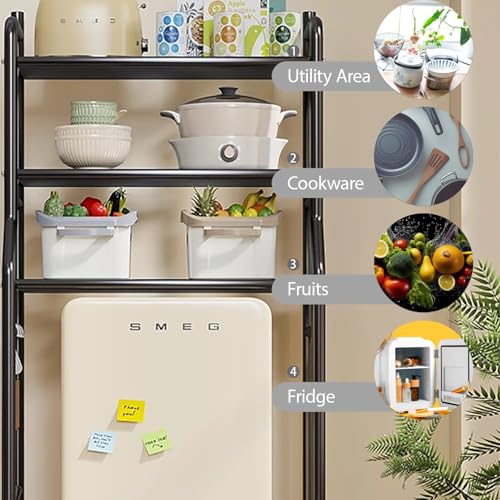 Microwave Stand Mini Fridge Storage Unit for Bedroom & Kitchen, Sturdy Refrigerator Base with Large Space, White 65x155cm - Organize Appliances Effortlessly - Image 3