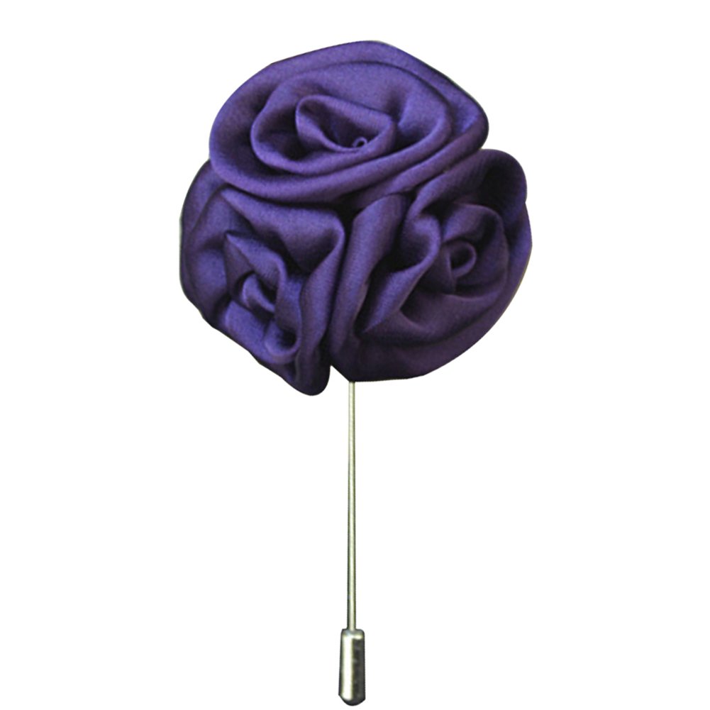 Gemini_mall Men's Purple Gemini_mall® Suit Boutonniere Lapel Pin Rose Flower Brooch (Purple)