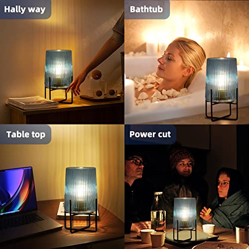 Battery Operated Lamp With Timer, Small Accent Lamp For Tables Cordless, Emergency Lamp With Led Bulb For Power Outage/Hurricane, Decorative Lamp For Corner/Entryway/Stairway/Bathroom/Fireplace(S-B） #TOP3