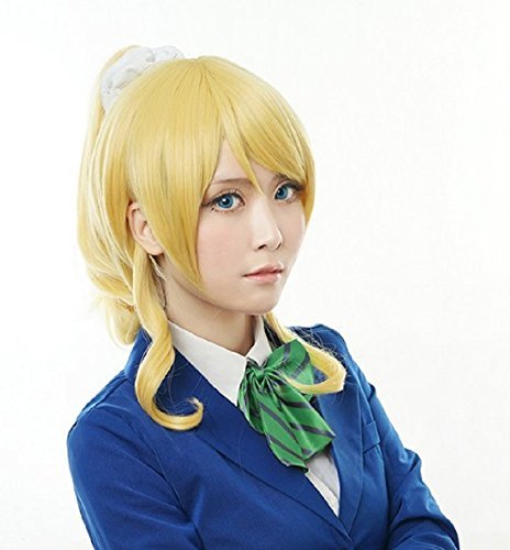 Perruque Love Live blonde Ayase Eri pour conventions de cosplay et soirées déguisées