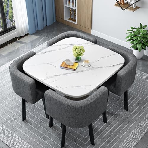 Set tavolo da pranzo compatto con 4 sedie, design moderno