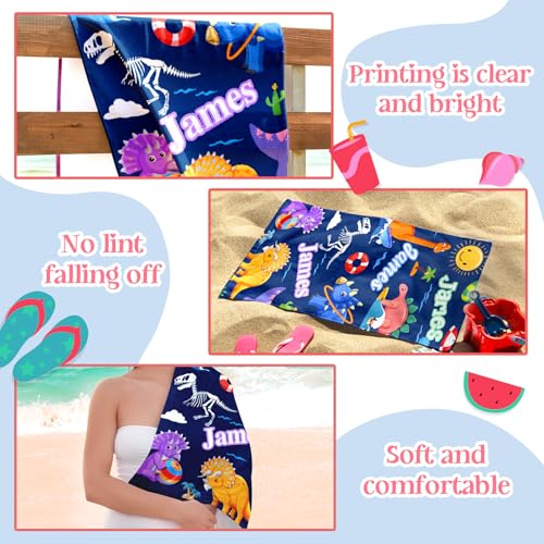 image for Baosity Personalized Beach Towel for Kids Adults with Name | Oversized
