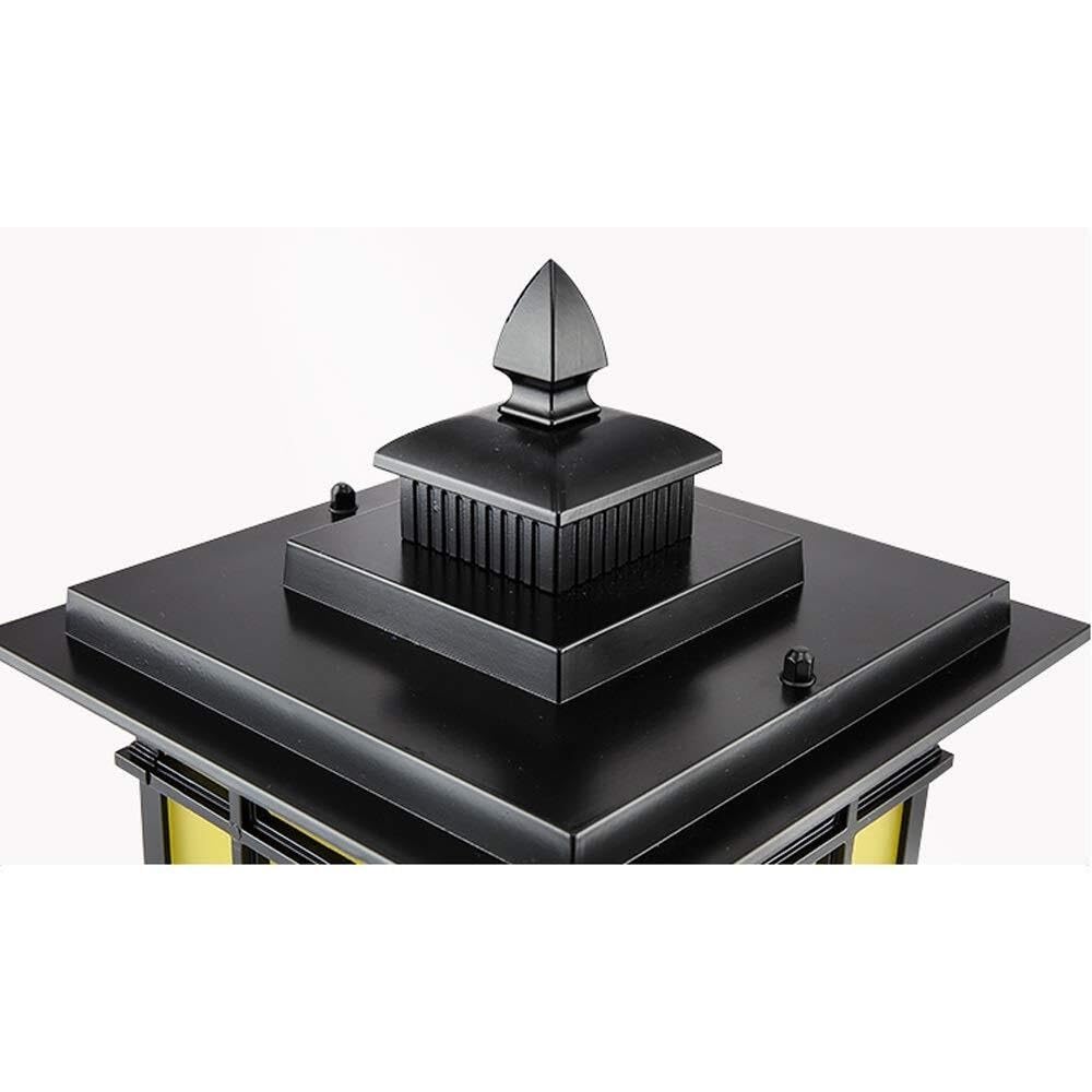 Palo Luce Luci A Colonna in Vetro Quadrato Lampada da Palo per Esterni in Alluminio Giardino per Paesaggio Europeo Esterno Giardino(Black,15.5 * 35cm)