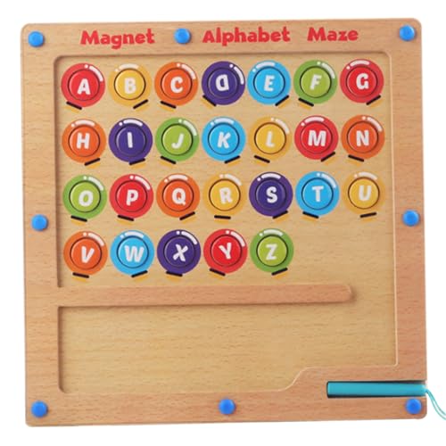 Labyrinthe de l'alphabet magnétique 10 x 10 planche en bois puzzle tri couleurs pour maternelle