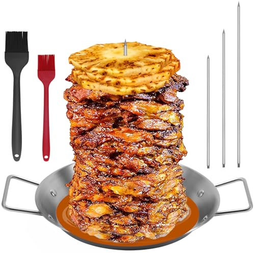 Al Pastor Skewer for Grill, Stainless Steel Vertical Skewer, Brazilian Vertical Spit with 3 Spikes(8”/10