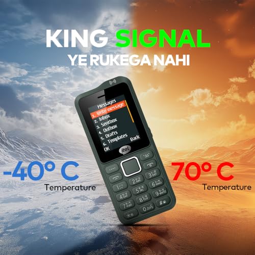 Image of Itel Kingsignal Keypad Mobile Phone | Stronger Signal |1500 mAh 33 Days Standby Super Battery | Type C Charger | KingVoice | Wireless FM with Recording | Auto Call Recording |Kevlar Texture|ArmyGreen