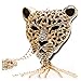 Topstaronline Golden Rhinestone Leopard Head Tassel Sweater Chain necklace
