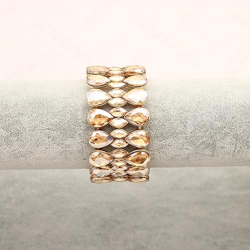 QLLYHLH Women’s Teardrop Stretch Bangle Bracelet Austrian Crystal Brides Bridesmaid Party Accessories for wedding2