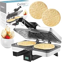 CucinaPro Krumkake Baker بواسطة Cucina Pro - 100٪ غير عصا ، يجعل اثنين من ملفات تعريف الارتباط مثل Krumkake Pizzelle ، رائعة لملء Cannoli & amp؛ كونس