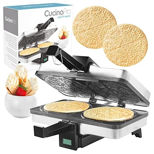 CucinaPro Krumkake Baker By Cucina Pro - 100% Non Stick, Makes Two Krumkake Pizzelle-Like Cookies, Great for Cannoli Filling & Cones