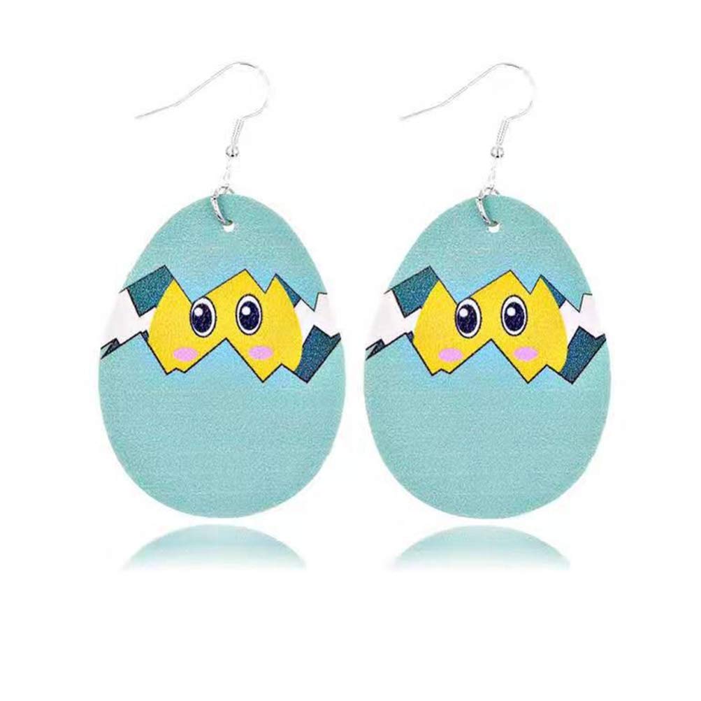 3 Pairs Faux Leather Lightweight Teardrop Easter Egg Bunny Dangle Earrings for Spring Party Holiday Festival Favor Jewelry