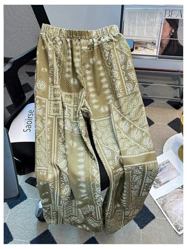 GORGLITTER Women's Boho Wide Leg Pants Baggy Paisley Print Summer Fall Loose Long Trousers 20252