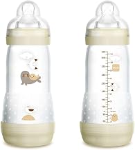 MAM 1 x Anti-Colic Bottle from 4 Months, 320 ml, with 3 Speed Teats, Made of Silico…