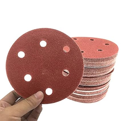 HI Max Dia 125 mm Grit 60 Sanding Disc for Sander/Polisher (Red) - Combo of 15 Pieces