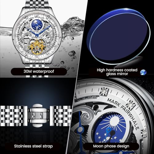 Image of WeCool Fairwhale Automatic Mechanical Watch for Men Luxury Skeleton Analog Men's Watch 50M Waterproof Luminous Unique Cool Wrist Watchs | Best Gift for Males