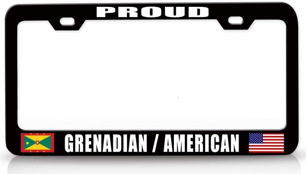 Proud Grenadian American Nationality Patriotic Metal Car SUV Truck License Plate Frame Bl l62