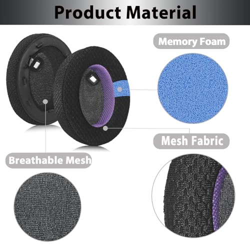 Image of WH-1000XM4 Replacement Earpads, Upgraded Mesh Fabric Ear Pads for Sony WH-1000XM4 Headphone, Comfort Material & Unique Inner & Outer Layer, Black & Purple Special Edition