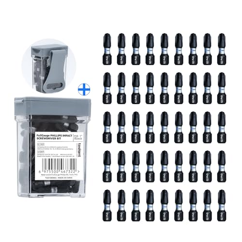 Image of toolant 1 Inch Phillips Bit#3 Magnetic Anti Slip Impact Screwdriver Bits Set,45pcs Insert S2 Steel PH3 Driver Dit Set with CNC Machined Tips for Power Drill