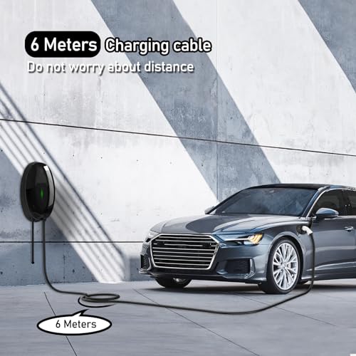 EIDYBOX Wallbox 7,2KW Typ 2 Ladekabel 6M e Auto Ladegerät Elektroauto Home Ladestation 32A Einphasig EV Charger, Wasserdicht IP66 (32A-7,2KW, Schwarz)