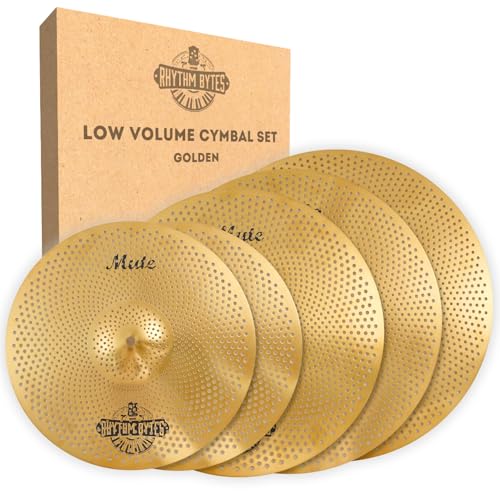 Rhythm Bytes Low Volume Cymbal Pack | 5-pcs Quiet Cymbal Set | Silent Practice for Drums – 14