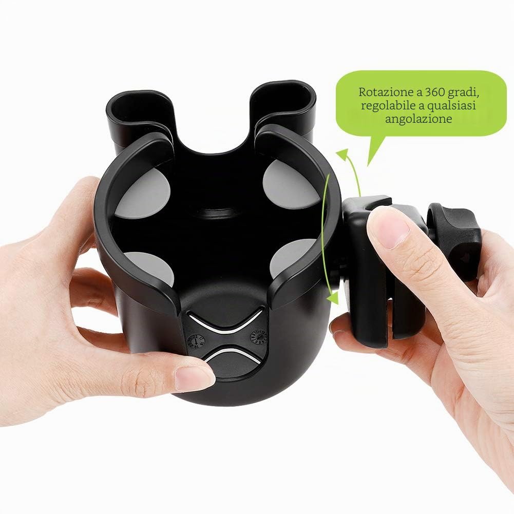 Accmor - Portabicchieri per Passeggino con Supporto per Telefono, Portabicchieri per Bicicletta, Portabicchieri Universale per Passeggini Uppababy, Nuna, Doona, 2 in 1 Portabicchieri e Supporto per