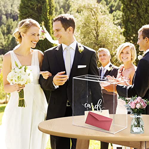 Image of Hooqict Clear Acrylic Wedding Card Box with Slot Large Blank Gift Card Boxes for Reception, Party, Wishing Well, Money Box Holder, Graduation Decorations, Baby Shower