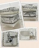 cm 5x5x5 STOCK 20 PEZZI Scatolina Portaconfetti in Tela con Nastro e Cuori Argent