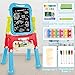 deAO Art Easel Toys for Kids, 4-in-1 Double Drawing Board Adjustable Standing Rotatable Sidewalk Chalk with Painting Writing Accessories, Easel Toys Birthday Gifts for Girls Boy (Blue)