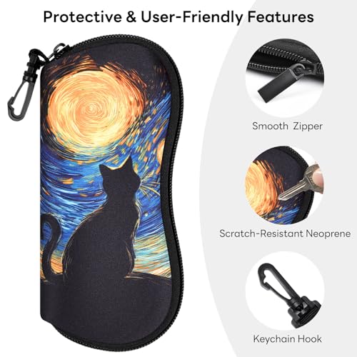 Image of Sunglasses Case with Belt Clip, Ultra Light Neoprene Zipper Soft Padded Glasses Case for Women Men
