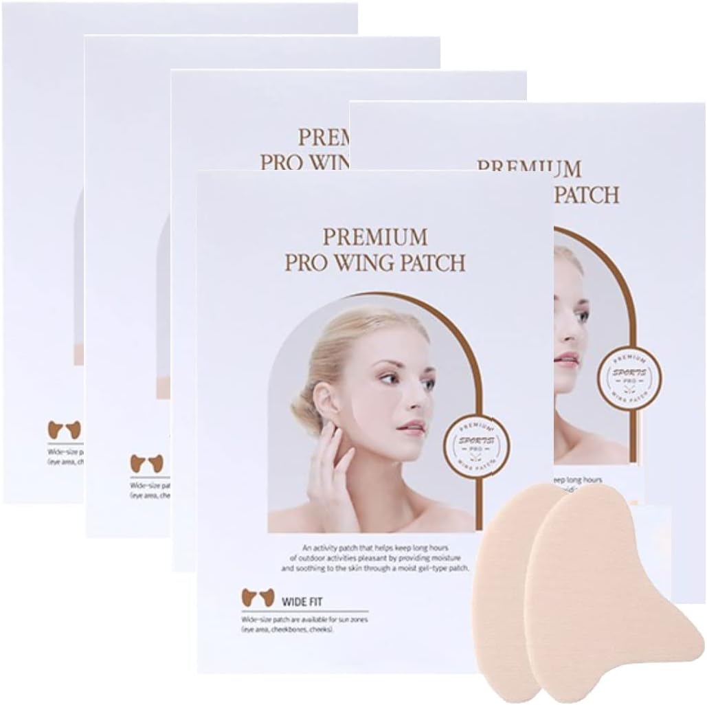 RiRe Premium Pro Wing UV Protection Golf Patch 5-Pairs Outdoor and Sports Activities, Golf, Hiking, Fishing, Climbing, Cycling, Centella Asiatica Extract Facial Sunscreen Patch, UV sun block patch