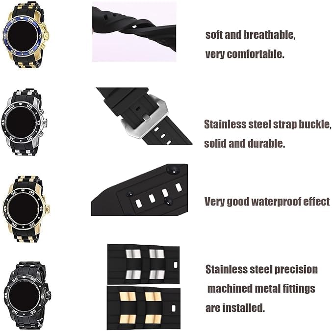 Bracelet silicone 26 mm Invicta Pro Diver pour sport et plongée - 6