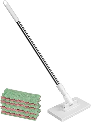 Trapeador de polvo para limpieza de suelos, 4 paños reutilizables, escoba húmeda y seca para suelos de madera dura, mármol, laminado, azulejos,