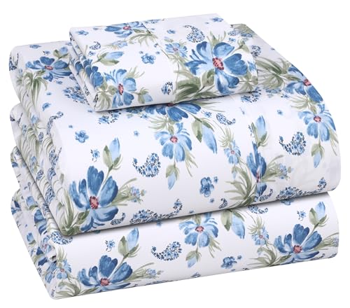 Image of RUVANTI 100% Cotton Percale Sheets Twin XL Size, Paislyona | Crisp Cooling, Deep Pocket 16 inch, Soft Breathable & Durable, Hotel-Style, 3 Piece Set