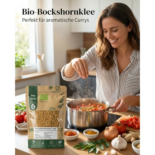 BIO Bockshornklee 200g Bockshornkleesamen Bockshornkleesaat | Indisches Gewürz | Organic Bio-zertifiziert DE-ÖKO-039 | Fenugreek Methi Seeds | Für Leckere Küche und Tee (200g)