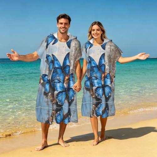 Poncho à capuche en microfibre imprimé floral pour surf et natation adulte