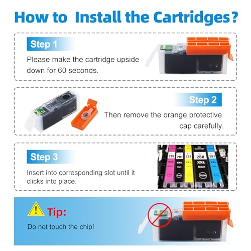 Image of Compatible Ink Cartridge Replacement for for Canon pg280 bk PGI-280 PGI-280XXL BK Black Ink TankWorks for PIXMA TR7520 TR8520 TR8620 TS6120 TS6320 TS8220 TR8622 TS9120 Printers（3Pack）