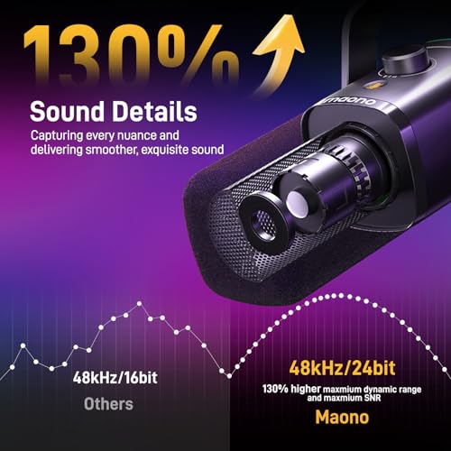 Image of MAONO XLR /USB Gaming Microphone for PC, Dynamic Computer Mic for Streaming Podcasting, Noise Reduction, Mute, Volume Control, RGB Boom Mic for Vocal Recording,Voice-Over, PD100XS Black