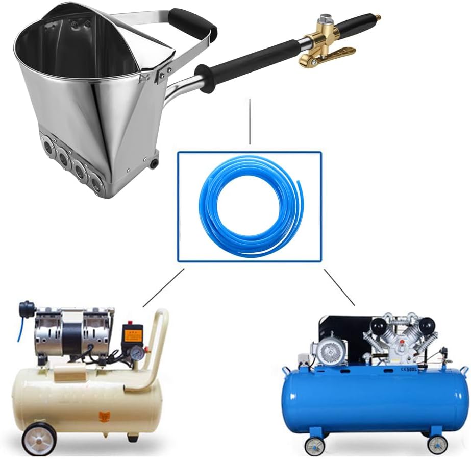 Beduan 4 Jet Pneumatic Cement Stucco Sprayer Gun Plaster Mortar Automatic Air Panting Tool for Wall with Cover (1 PCS)
