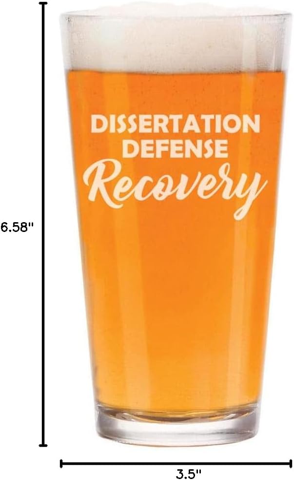 MIP 16 oz Beer Pint Glass Dissertation Defense Recovery Funny Phd Graduation Grad Gift Student