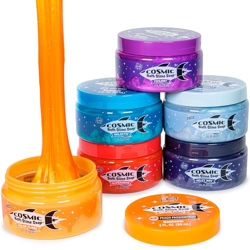 Tub Works Cosmic Bath Slime Kids Soap Bath Toy 6 Pack | Stretchy Squishy Slime Soap for Toddler Bath | Fresh Fruity Scents | Nontoxic | Sensory Fun Kids & Toddler Bath Toys