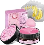 60 Pcs rose sous les yeux avec 5 Voyages 24K Masque d'œil doré, 30 Pairs Masque sous les yeux pour les cercles foncés Puffy Eye, Collagen Gel Pads Hydratant pour les poches de puffines rides