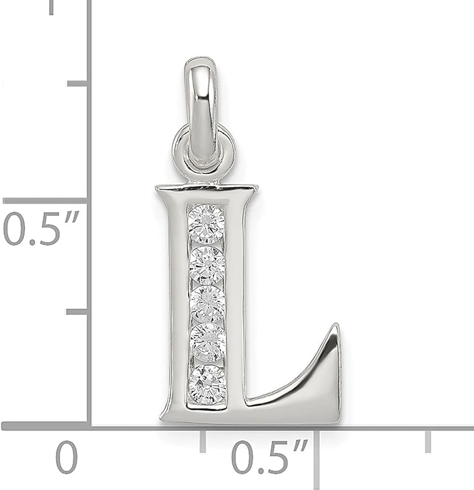 Miniatura 4 de Collar con dije de plata de ley 925 circonita cúbica blanca letra L monograma nombre inicial joyería fina para mujer regalos para ella Plata