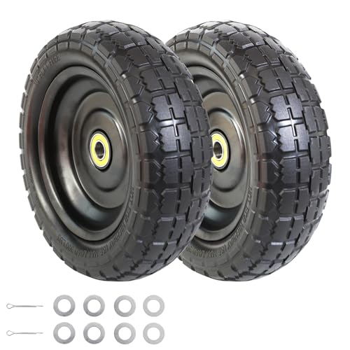 MZREXN 2-Pack 10" Flat Free Solid Tires 4.10/3.50-4 Tire and