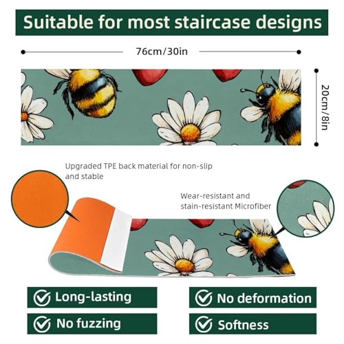 Tapis d'escalier antidérapant sans résidus lavable et réutilisable pour marches intérieures