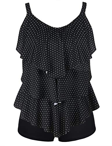 Image of Septangle Women's Tankini Swimsuit Two Pieces Set Ruffle Swimwear Bathingsuit with Boyshort