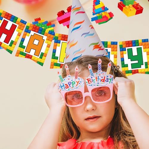 Image of 1pcs Building Block Party Supplies Banner Baby Boy Toddler Kids Birthday Decorations Brick Themed Birthday Party Decor